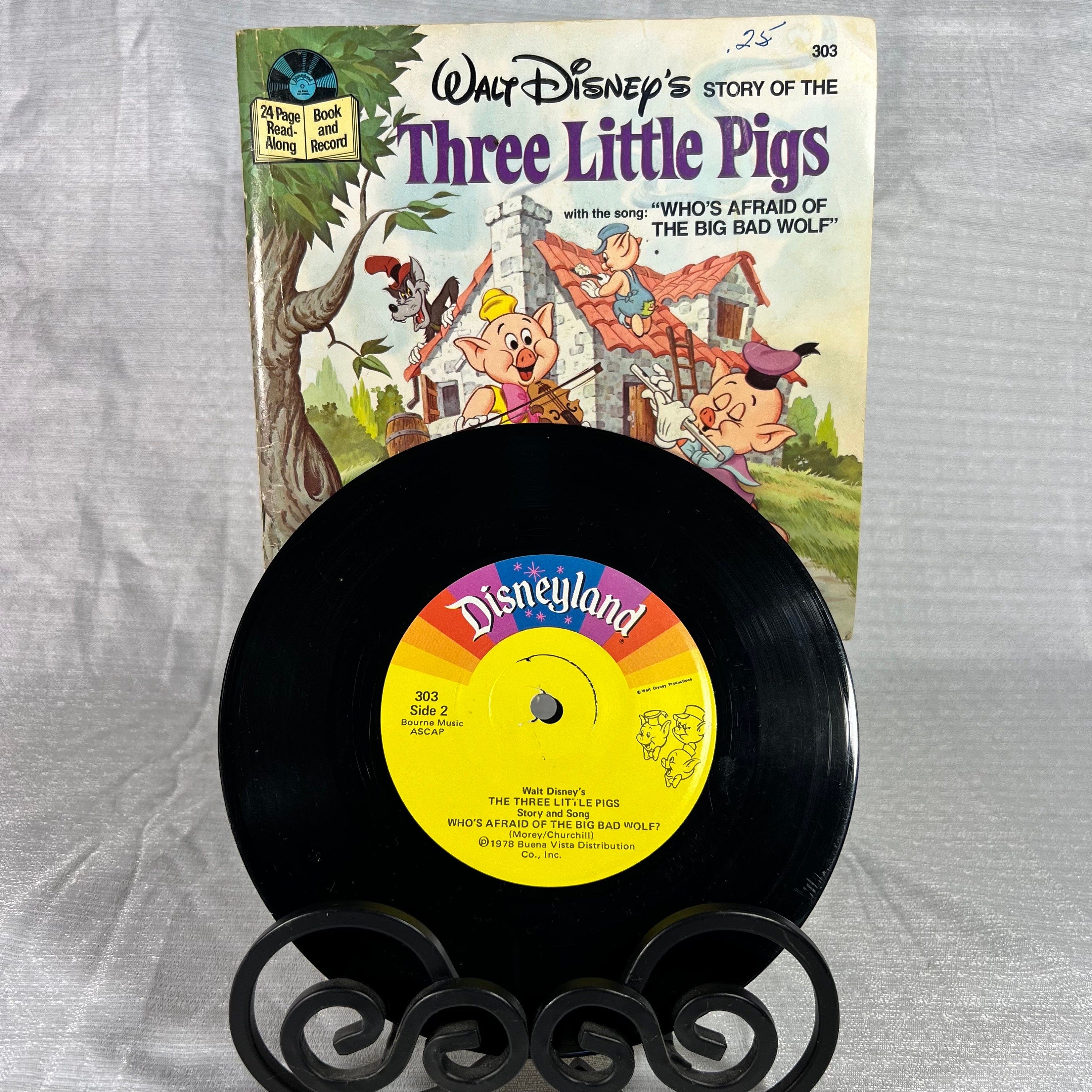 Walt Disney’s Story of The Three Little Pigs Record and Read-Along Book - tested - Kids records - vintage vinyl