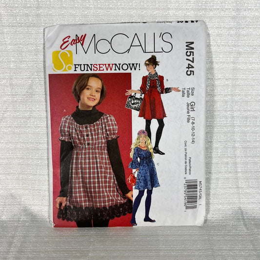 McCall’s M5745 Sewing Pattern Cut to size 10 - Girl’s sizes 7, 8, and 10 can be used