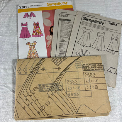 Simplicity 2683 Size K5 7,8,10,12,14 Sewing Pattern - new, unused, uncut