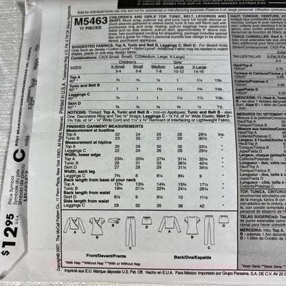 McCall's M5463 Sewing Pattern CZ Med, Large, X-Large - cut, but all sizes available