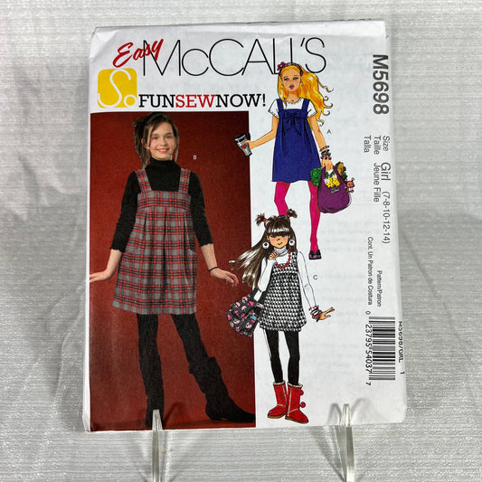 McCall's M5698 Sewing Pattern Girl's 7, 8, 10, 12, 14 - cut, but all sizes available