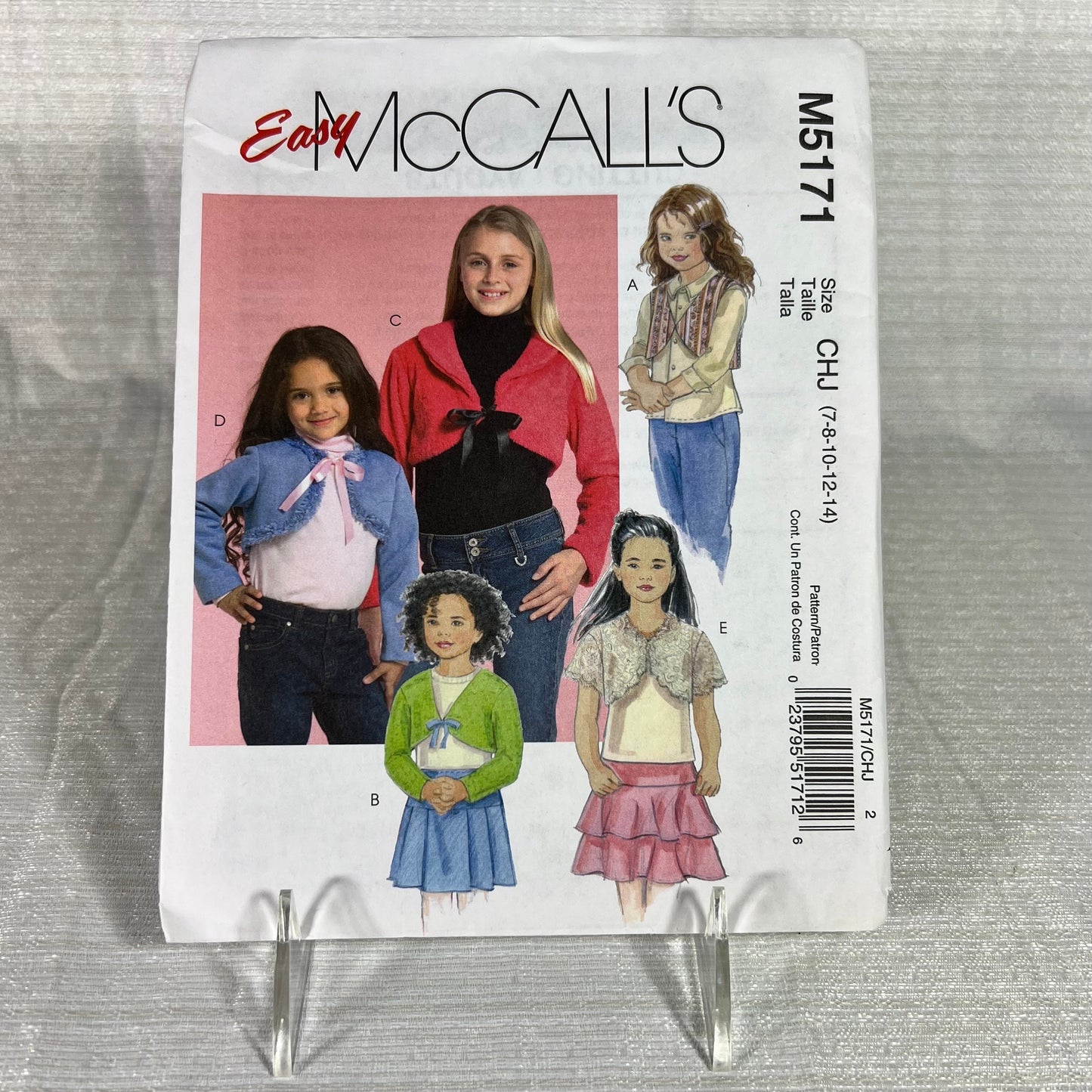 McCall's M5171 Sewing Pattern CHJ 7, 8, 10, 12, 14 - uncut