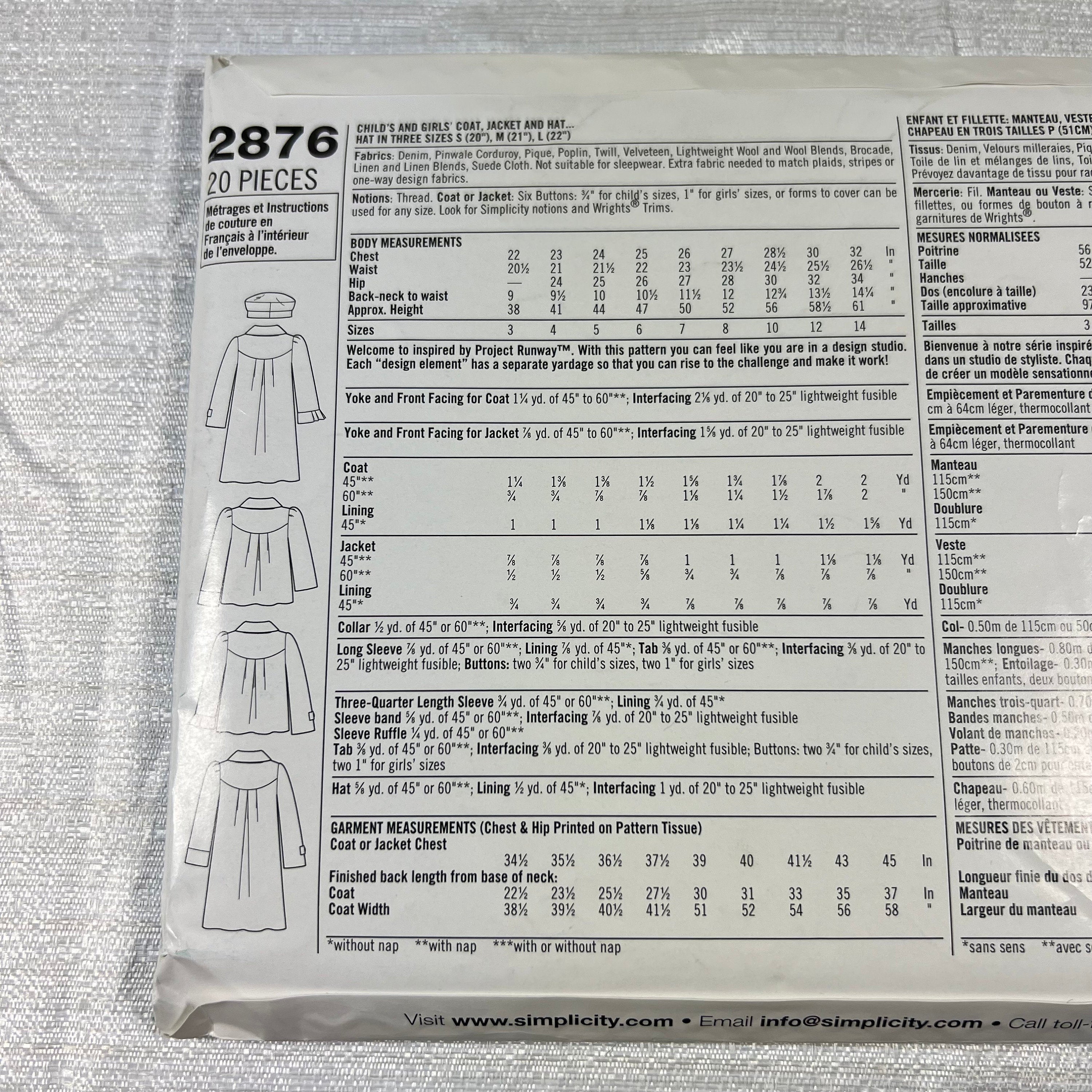 Simplicity 2876 Sewing Pattern size K5 7, 8, 10, 12, 14 - uncut