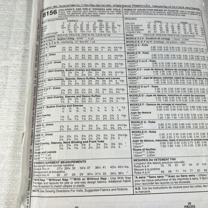 McCall's 8156 Sewing Pattern CH 7, 8, 10 - cut to a 10, but all sizes available (#1)