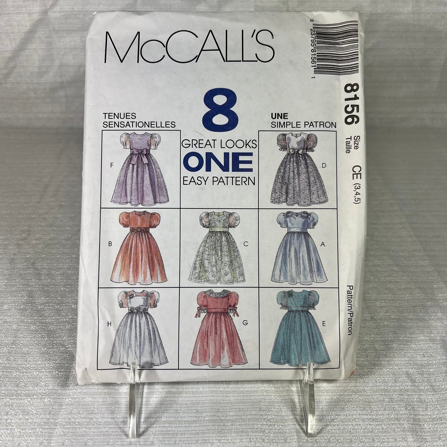 McCall's 8156 Sewing Pattern CE 3, 4, 5 - cut to size 5, but all sizes available (#2)