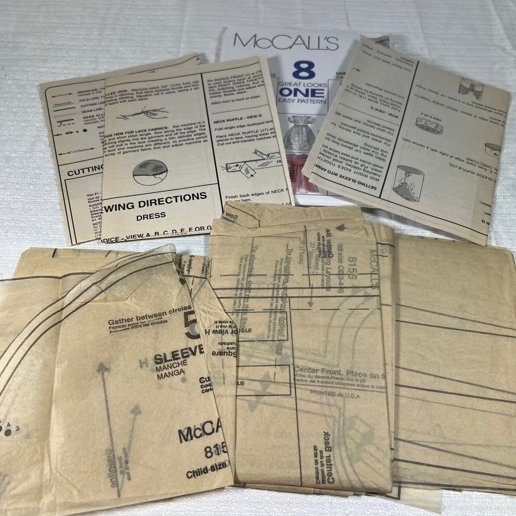 McCall's 8156 Sewing Pattern CE 3, 4, 5 - cut to size 5, but all sizes available (#2)