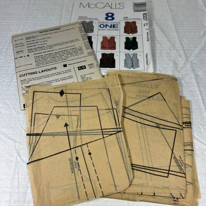 McCall's 8337 Sewing Pattern size Z Medium, Large, X-Large - cut, but all sizes available