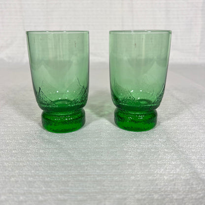 Set of 2 MCM Floral Pedastal Juice Glasses