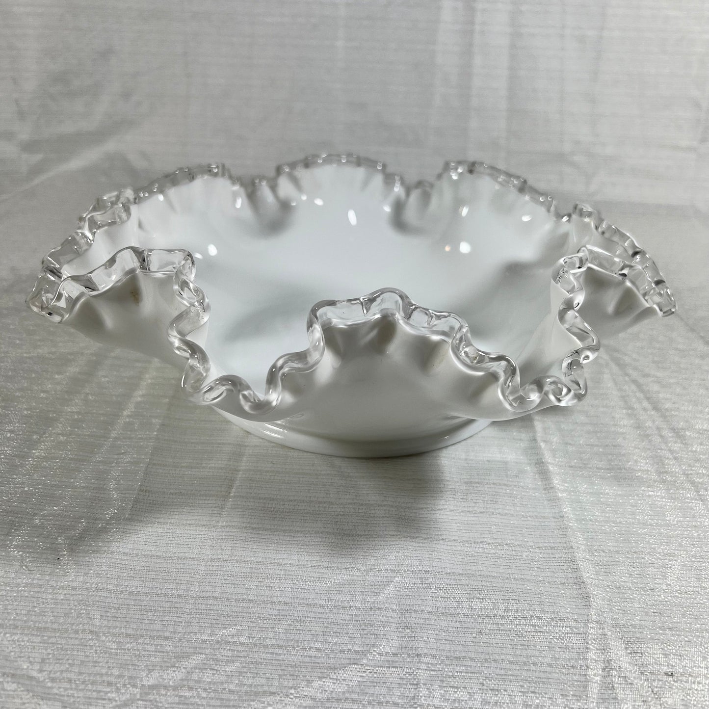 Vintage Fenton Silver Crest Crimped and Ruffle Edged Bowl