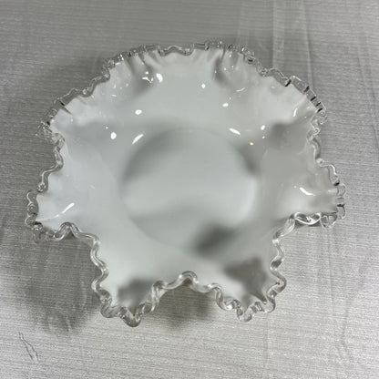 Vintage Fenton Silver Crest Crimped and Ruffle Edged Bowl