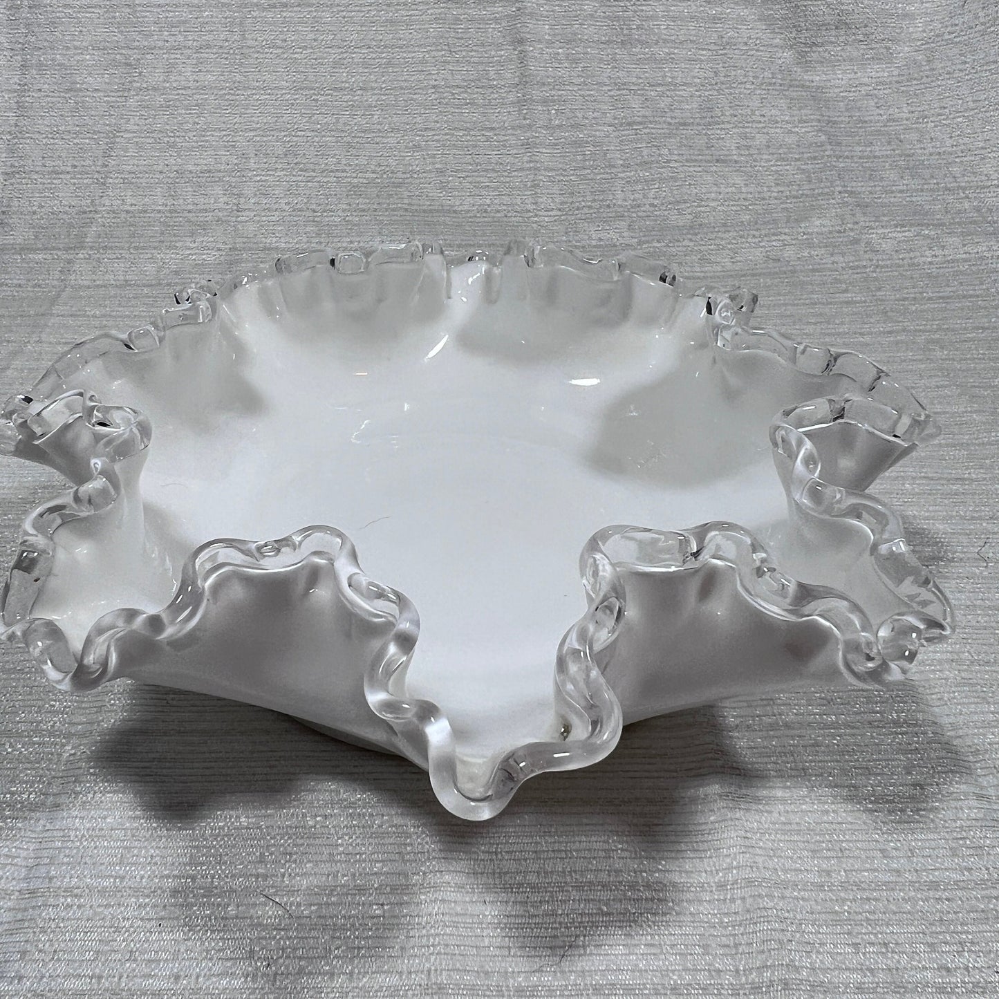 Small Fenton Silver Crest Ruffled and Crimped Bowl