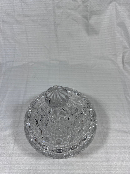 Button and Cane Crystal Candy Dish with Lid