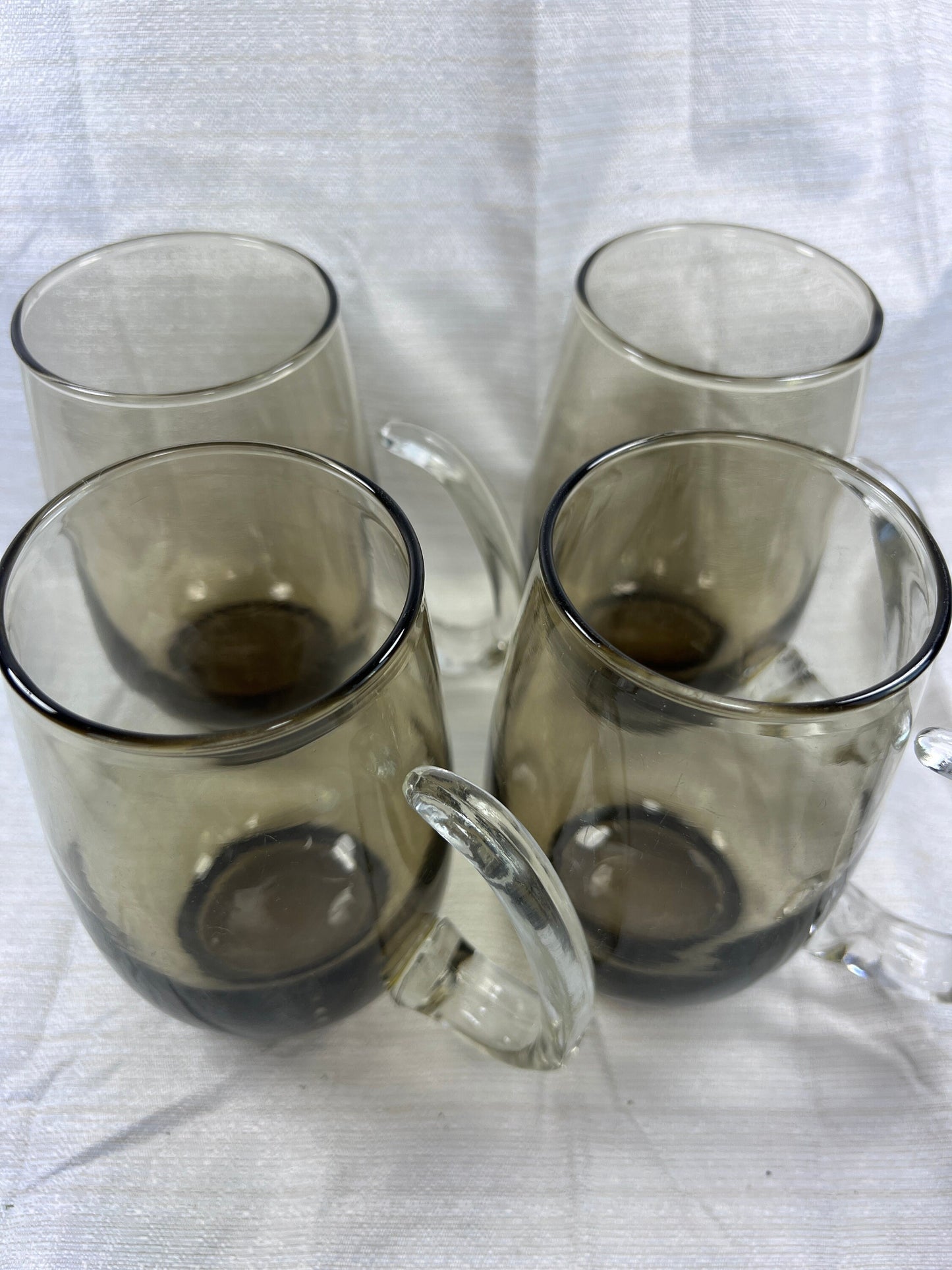 Vintage Libbey Tempo Glass Irish Coffee Mugs MCM Smokey Brown set of 4