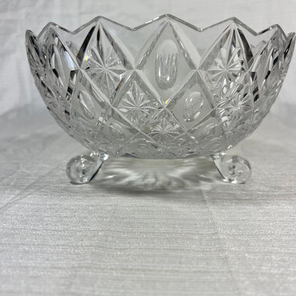 EAPG Stars and Buttons Three Footed Glass Bowl