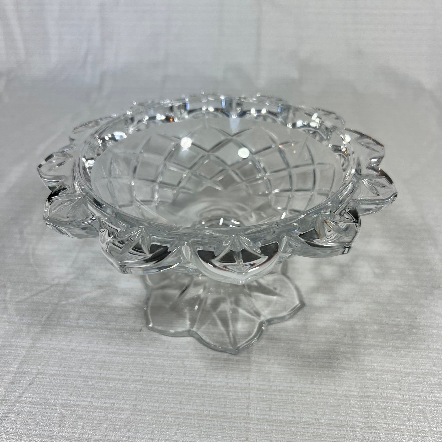 Vintage Polonia Crystal Pedestal Compote/Candy Bowl