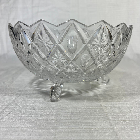 EAPG Stars and Buttons Three Footed Glass Bowl