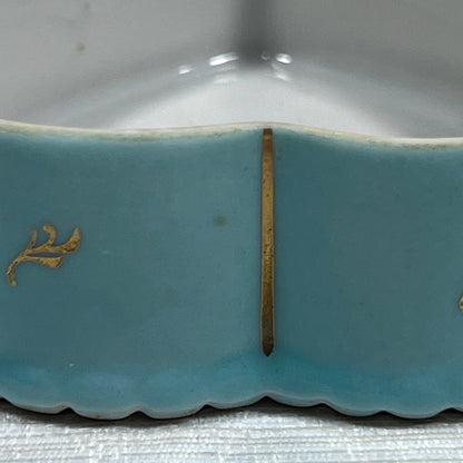 Heart Shaped Parisienne Lidded Box 5107 Blue and Gold Floral