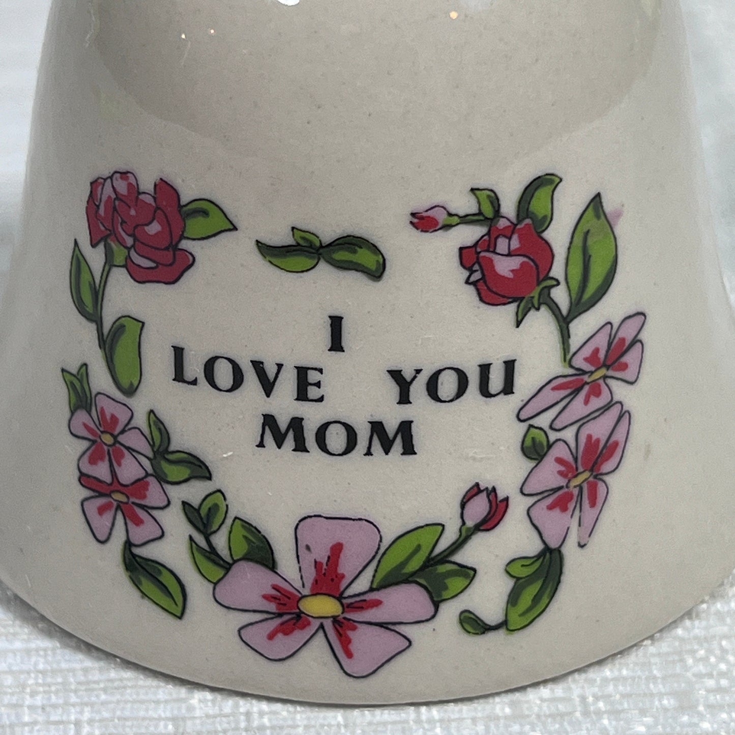 Vintage I Love You Mom Ceramic Bell