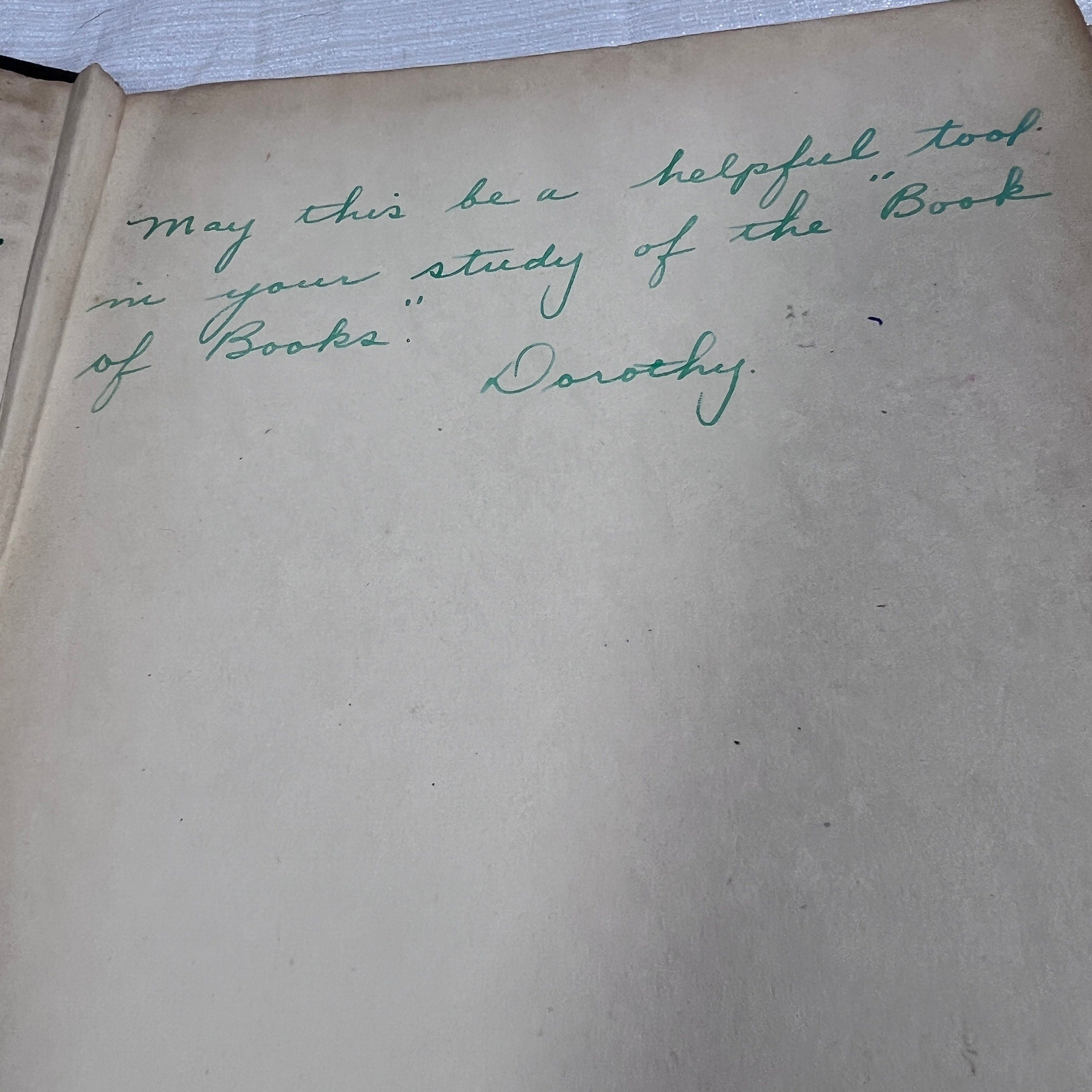 Antique Smith's Bible Dictionary - broken binding, inscriptions inside front cover, well loved and used
