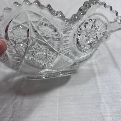 Vintage Imperial Nucut Clear Glass 9" Sawtooth Ruffle Edged Bowl