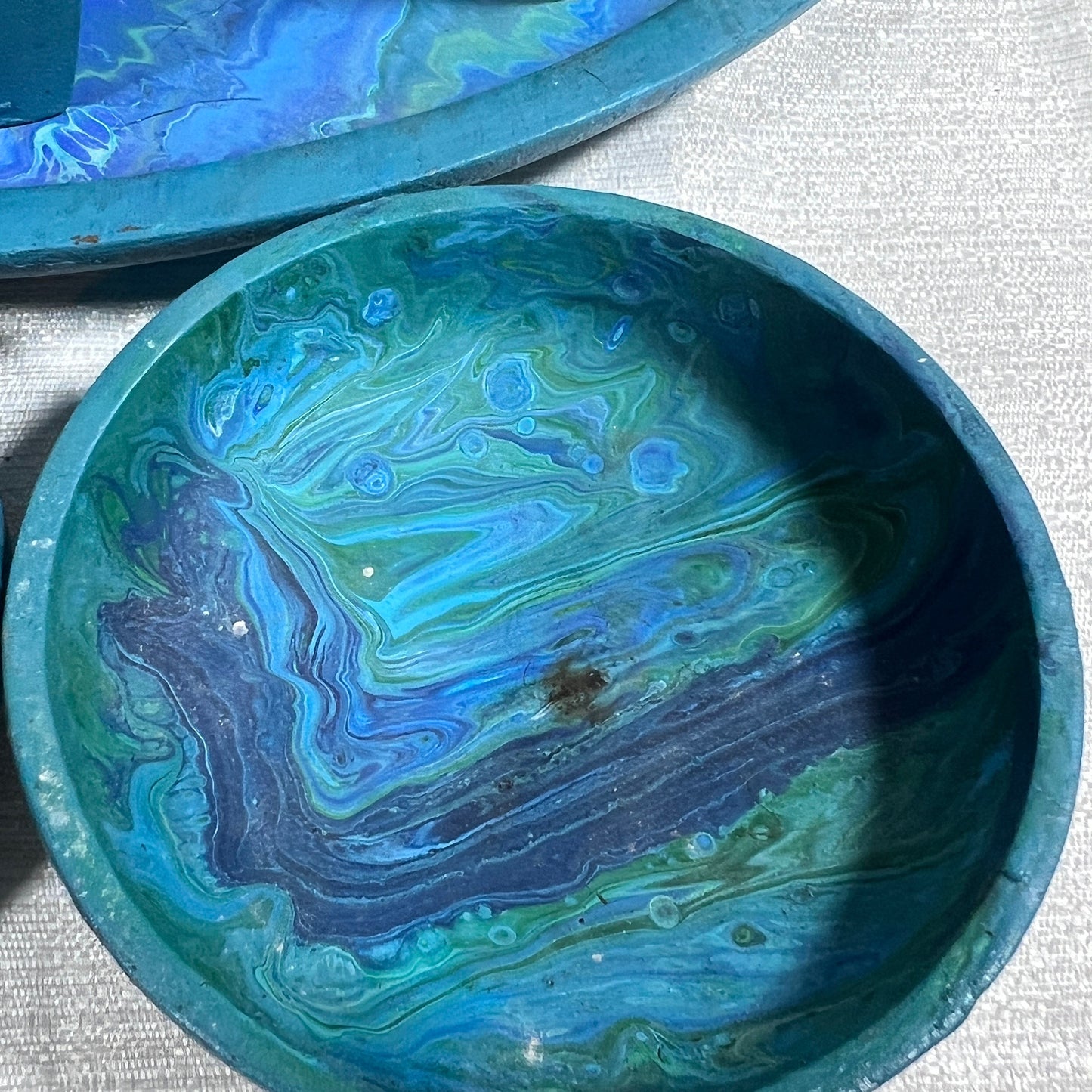 Marbled Wood Snack/Condiment Tray with Bowls