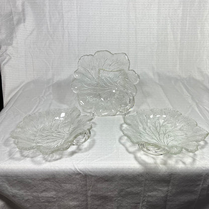 Indiana Glass Clear Pebble Leaf Plates - Set of 3