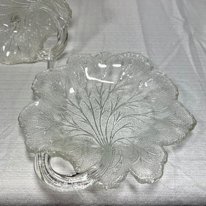 Indiana Glass Clear Pebble Leaf Plates - Set of 3