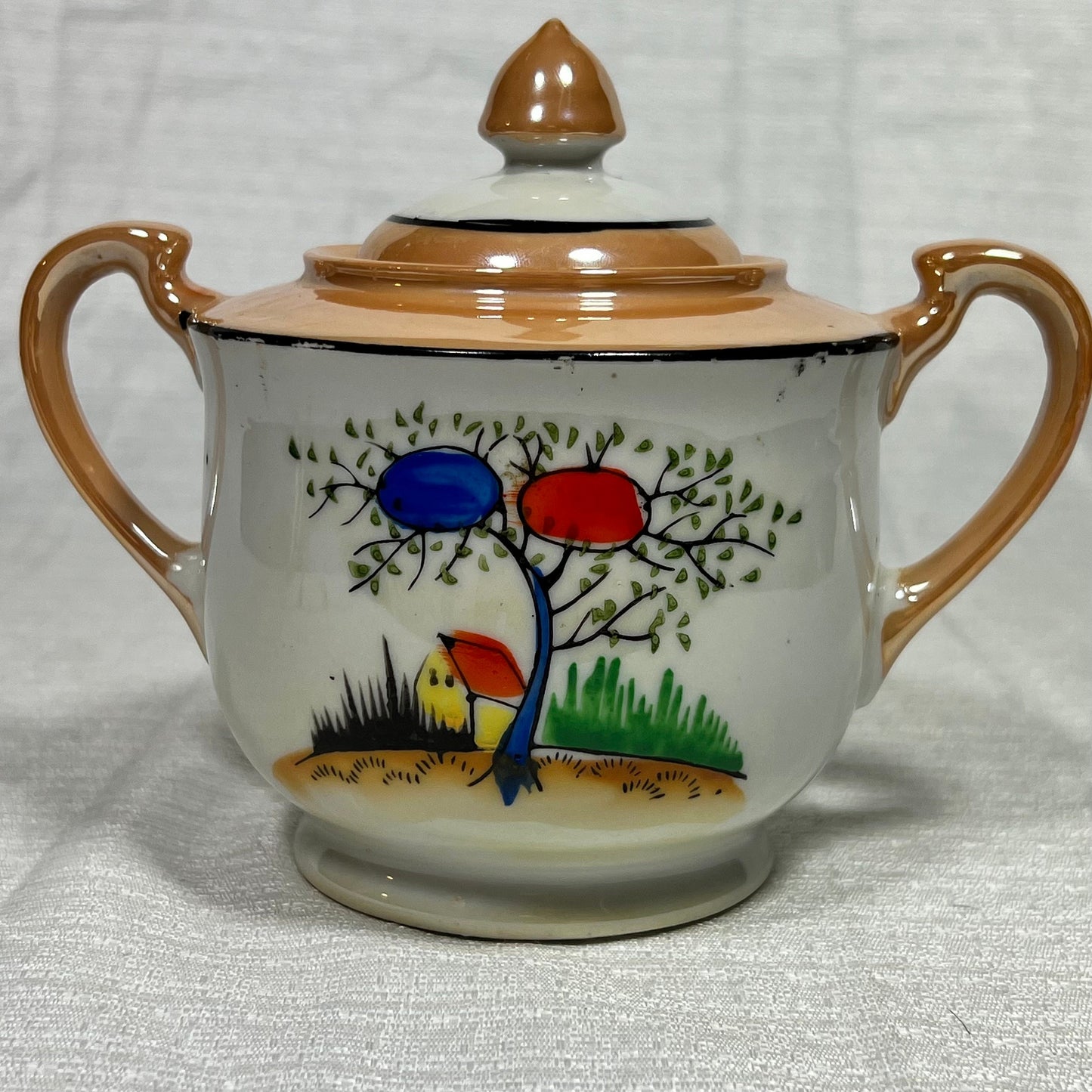 Vintage Japanese Lustreware Sugar Bowl with Lid