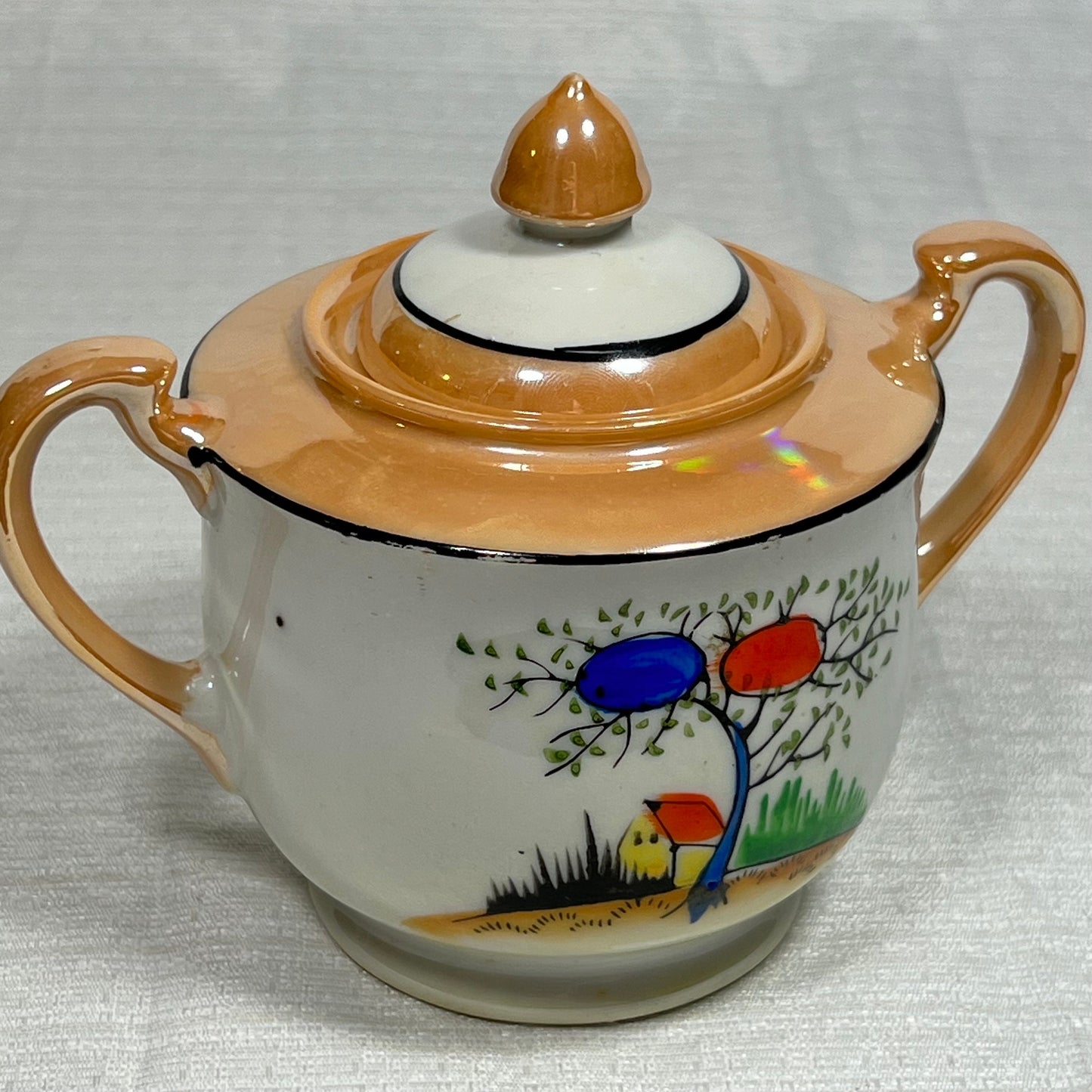 Vintage Japanese Lustreware Sugar Bowl with Lid