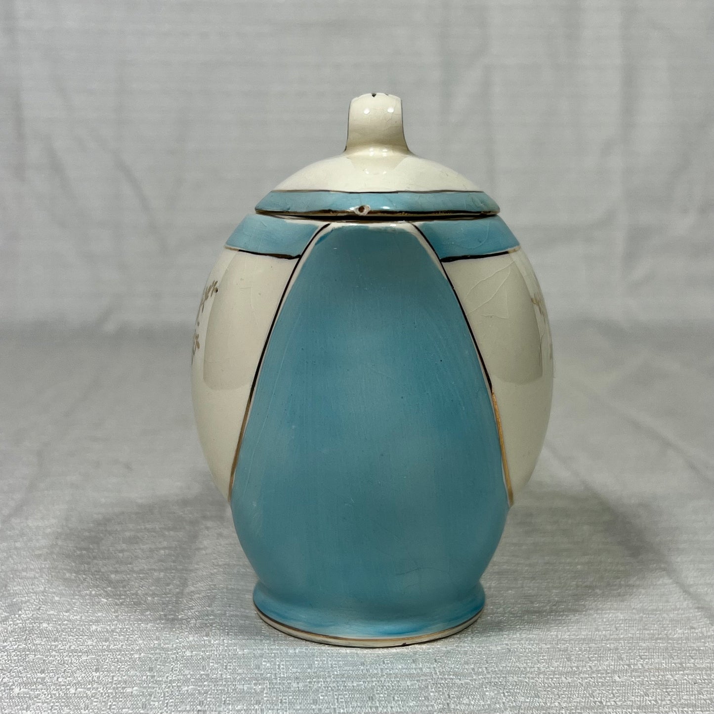 Vintage Turquoise and Gold Japanese Creamer with Lid - small chips on lid