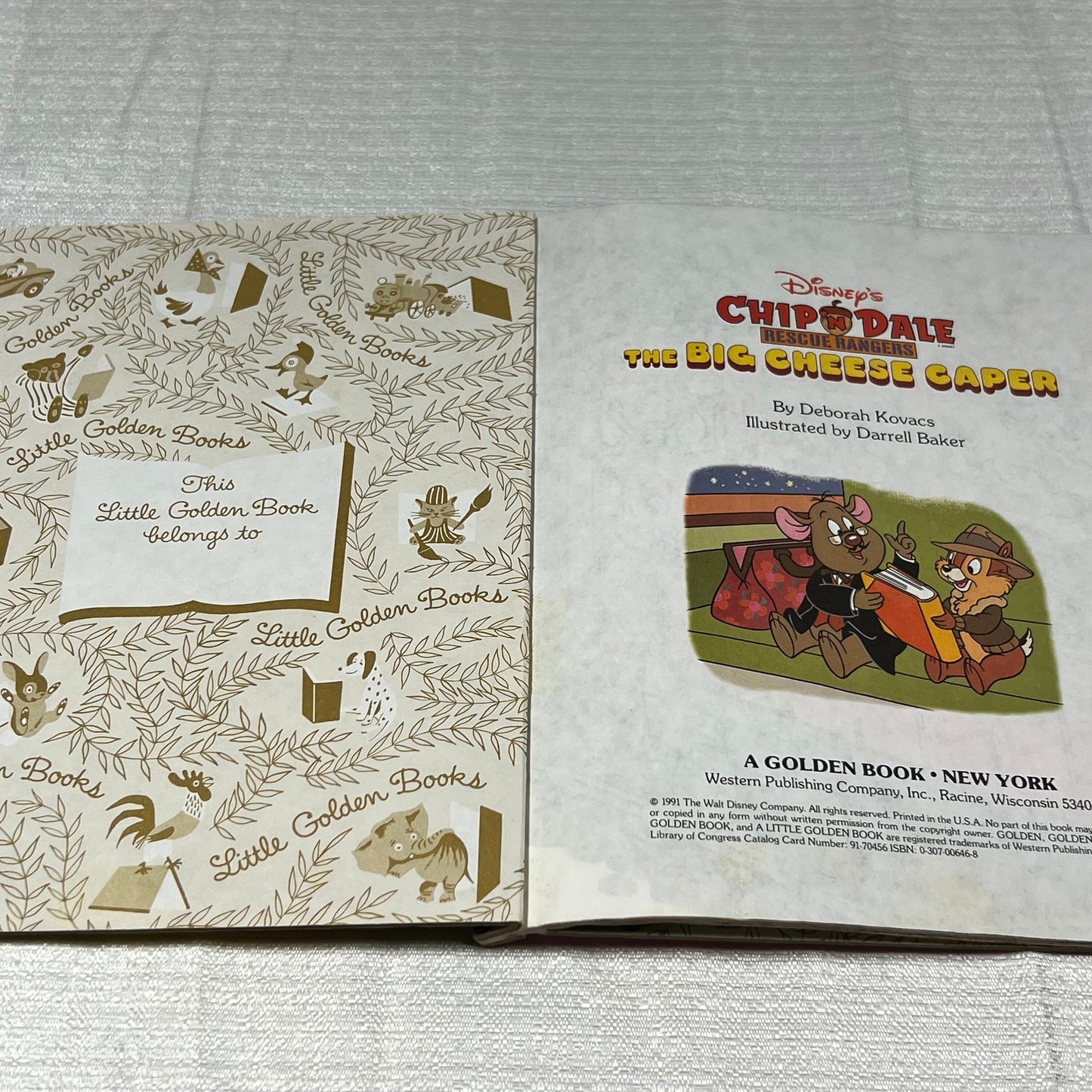 Vintage Little Golden Book Disney Chip 'N Dale Rescue Rangers Big Cheese Caper