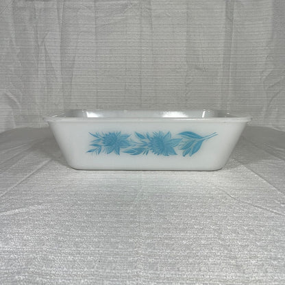 Vintage Glasbake Bread Loaf Pan Turquoise Thistle Milk Glass