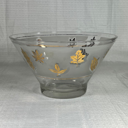 Libbey Frosted Golden Foliage Chip Bowl - vintage