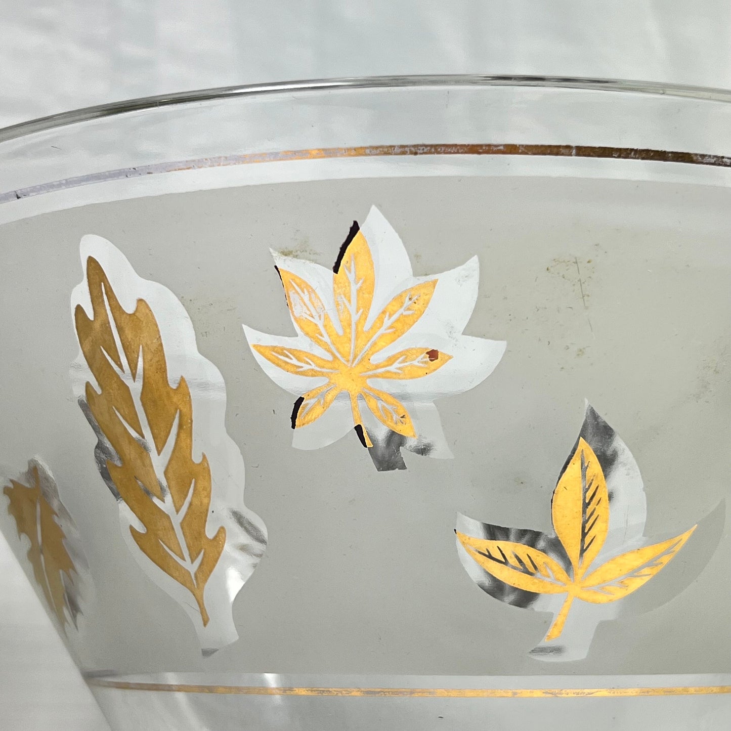 Libbey Frosted Golden Foliage Chip Bowl - vintage