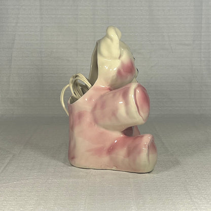 1950s Vintage Morton Pink Teddy Bear Ceramic Nightlight