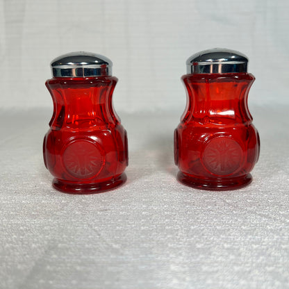 Ruby Coin Glass Salt and Pepper Shakers