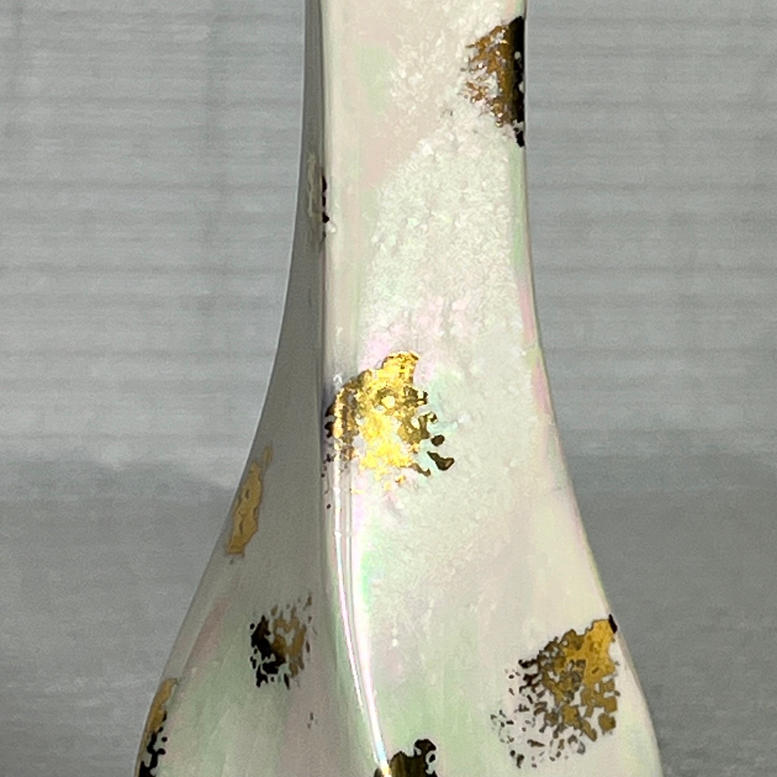 Vintage Gold and Iridescent Pottery Bud Vase