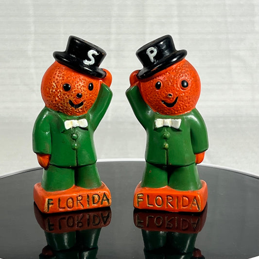 Vintage Anthropomorphic Florida Orange Men Salt and Pepper Shakers