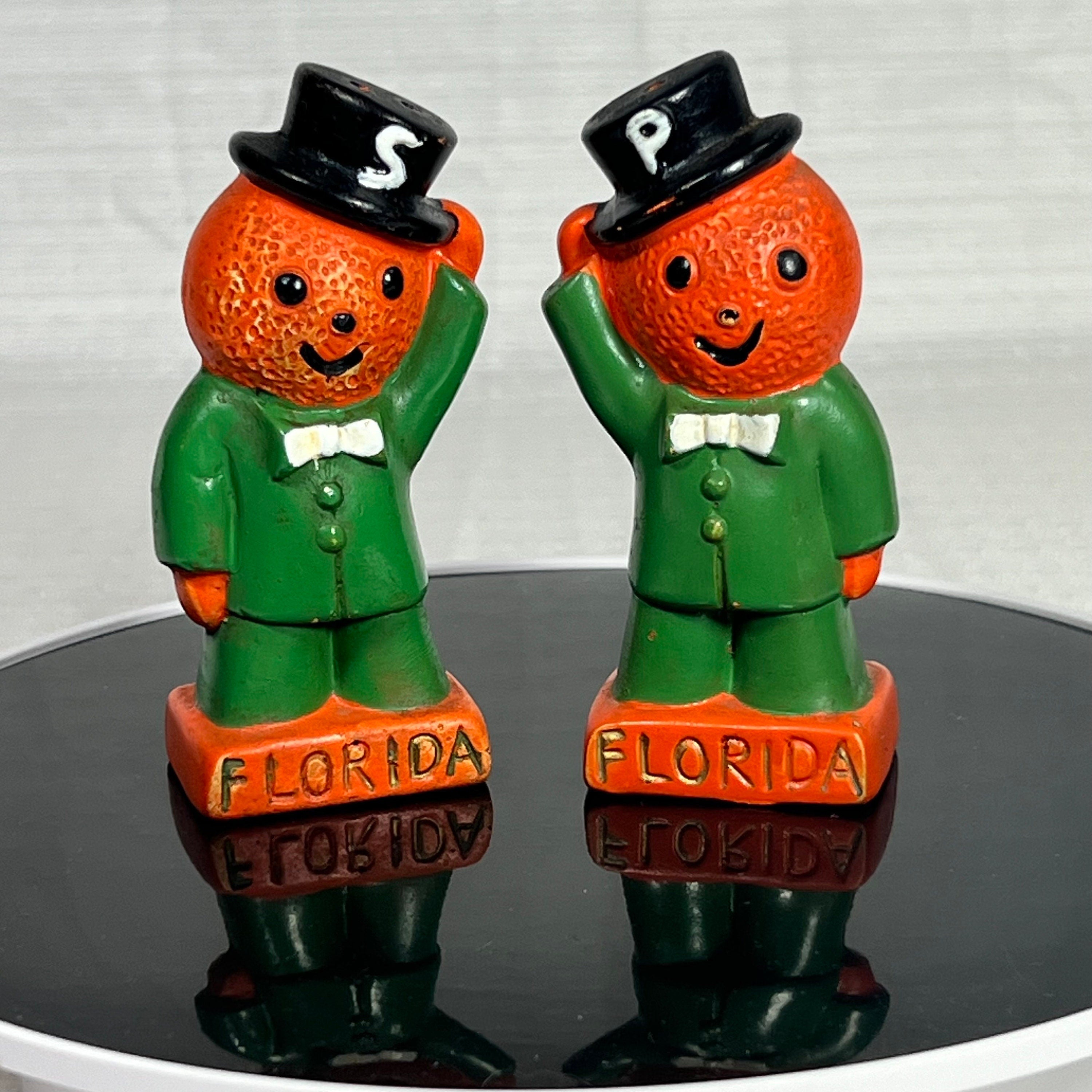 Vintage Anthropomorphic Florida Orange Men Salt and Pepper Shakers