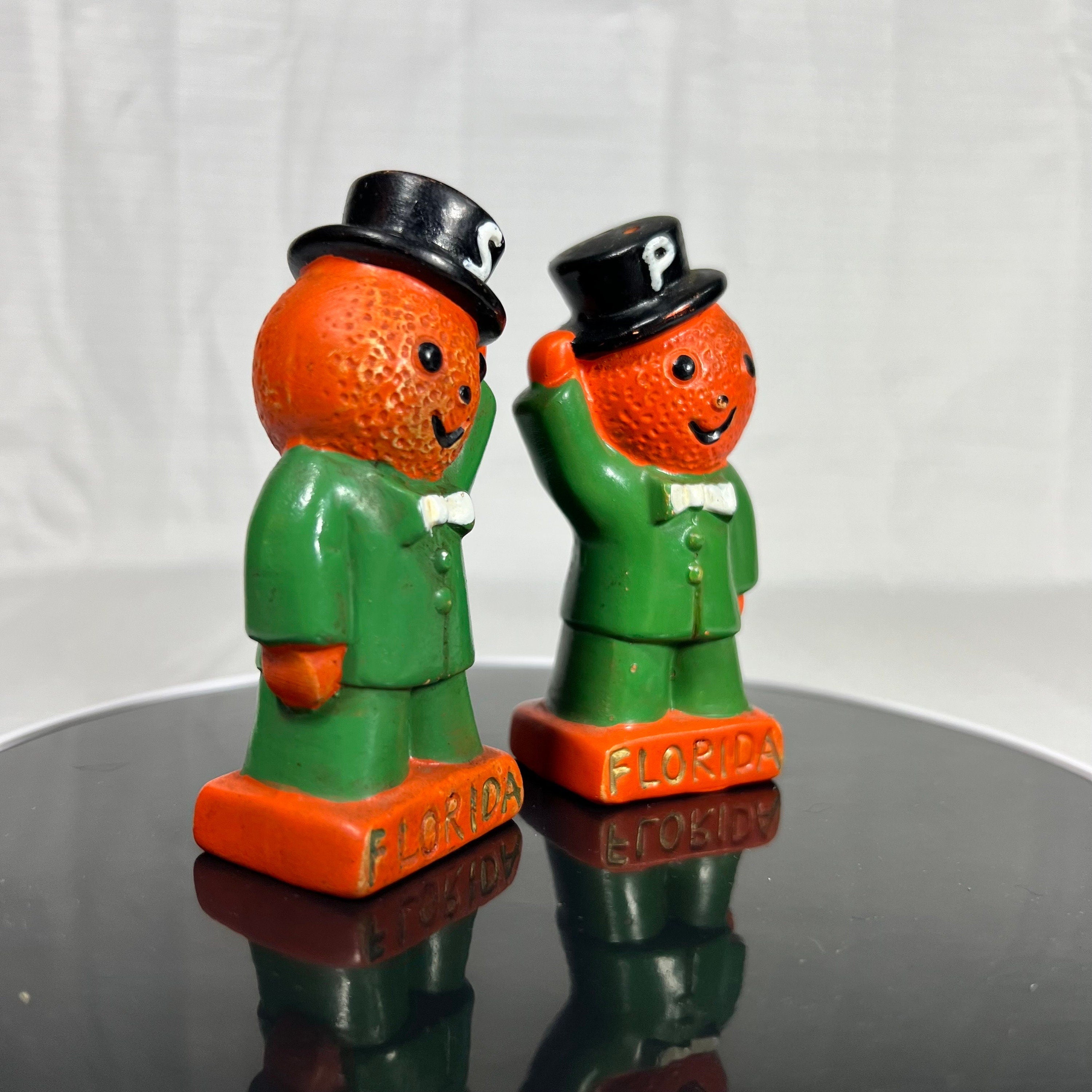Vintage Anthropomorphic Florida Orange Men Salt and Pepper Shakers