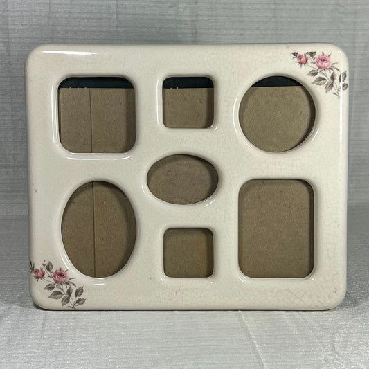 Vintage Porcelain Floral Multi Photo Picture Frame