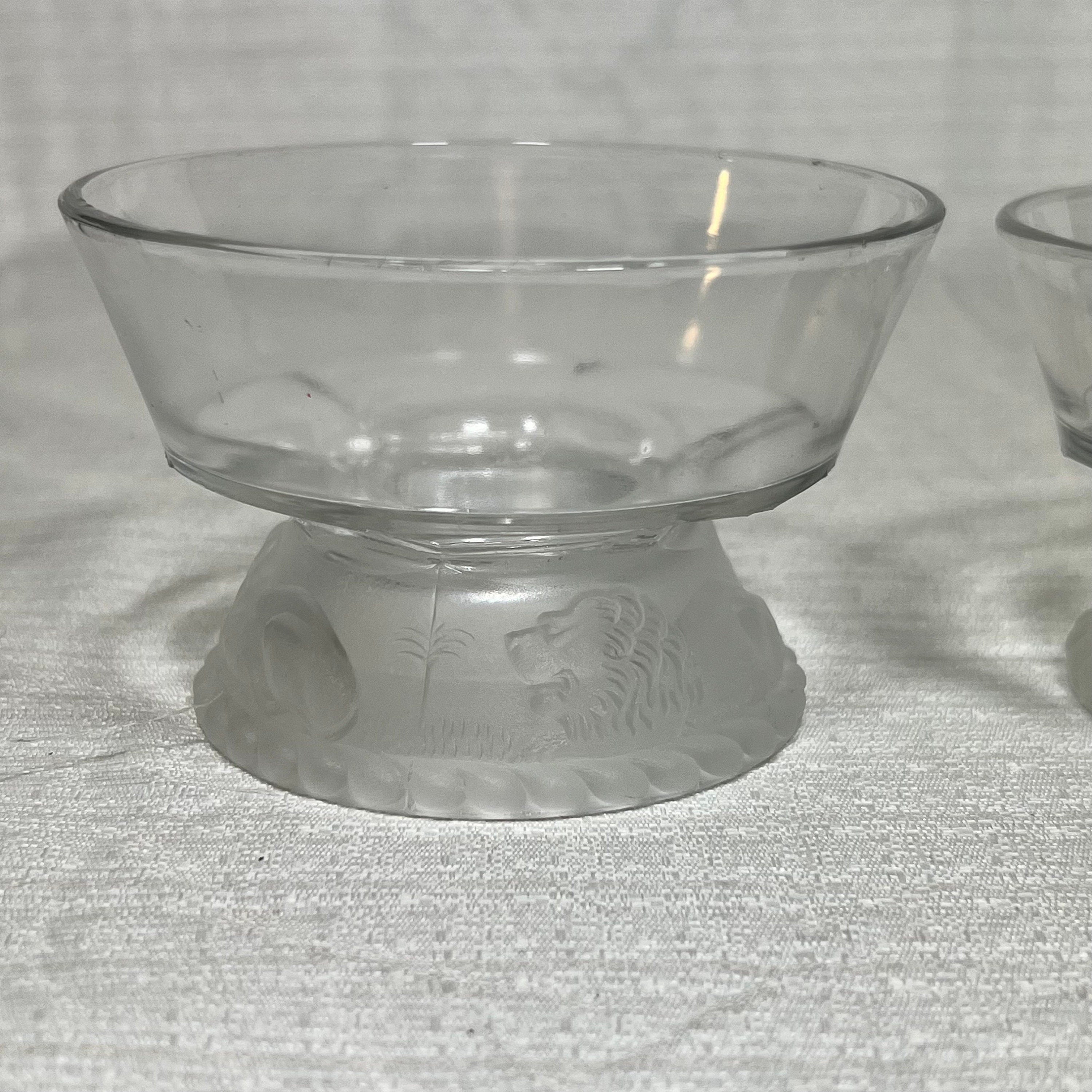Vintage Gillinder & Sons Frosted Lion Dessert/Ice Cream Dishes - set of 2