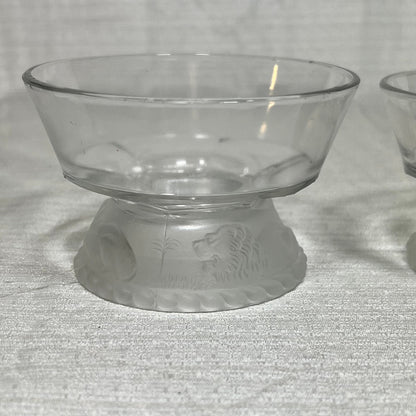 Vintage Gillinder & Sons Frosted Lion Dessert/Ice Cream Dishes - set of 2