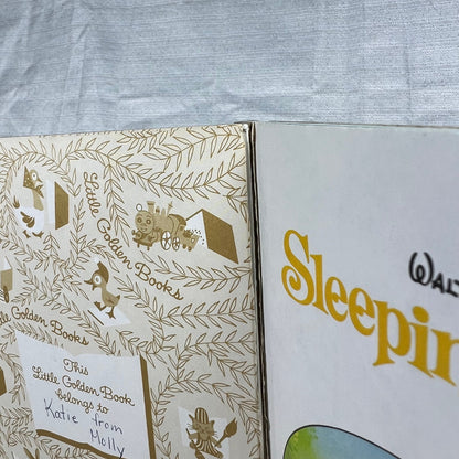 a Little Golden Book Walt Disney’s Sleeping Beauty - broken binding, writing on name plate