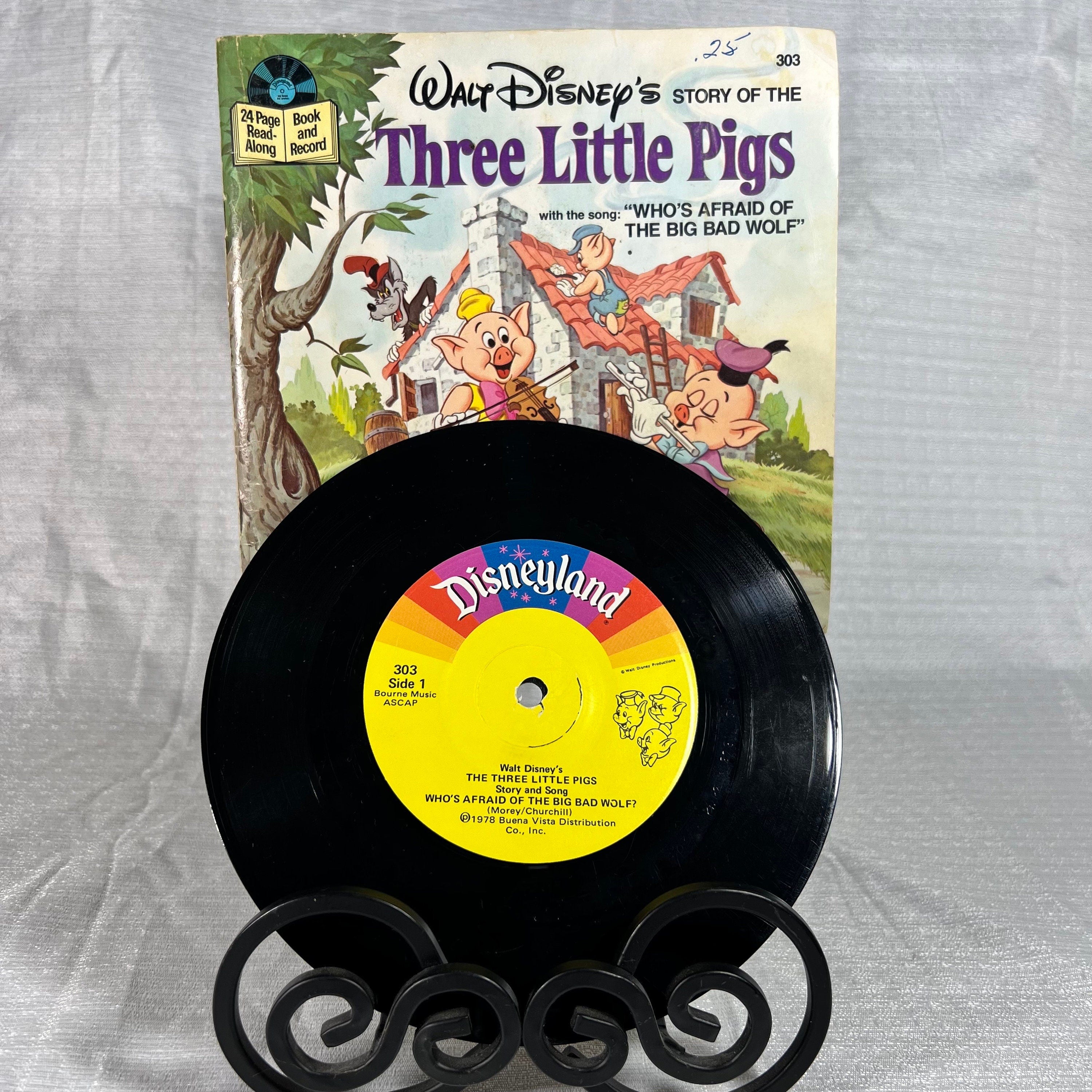 Walt Disney’s Story of The Three Little Pigs Record and Read-Along Book - tested - Kids records - vintage vinyl