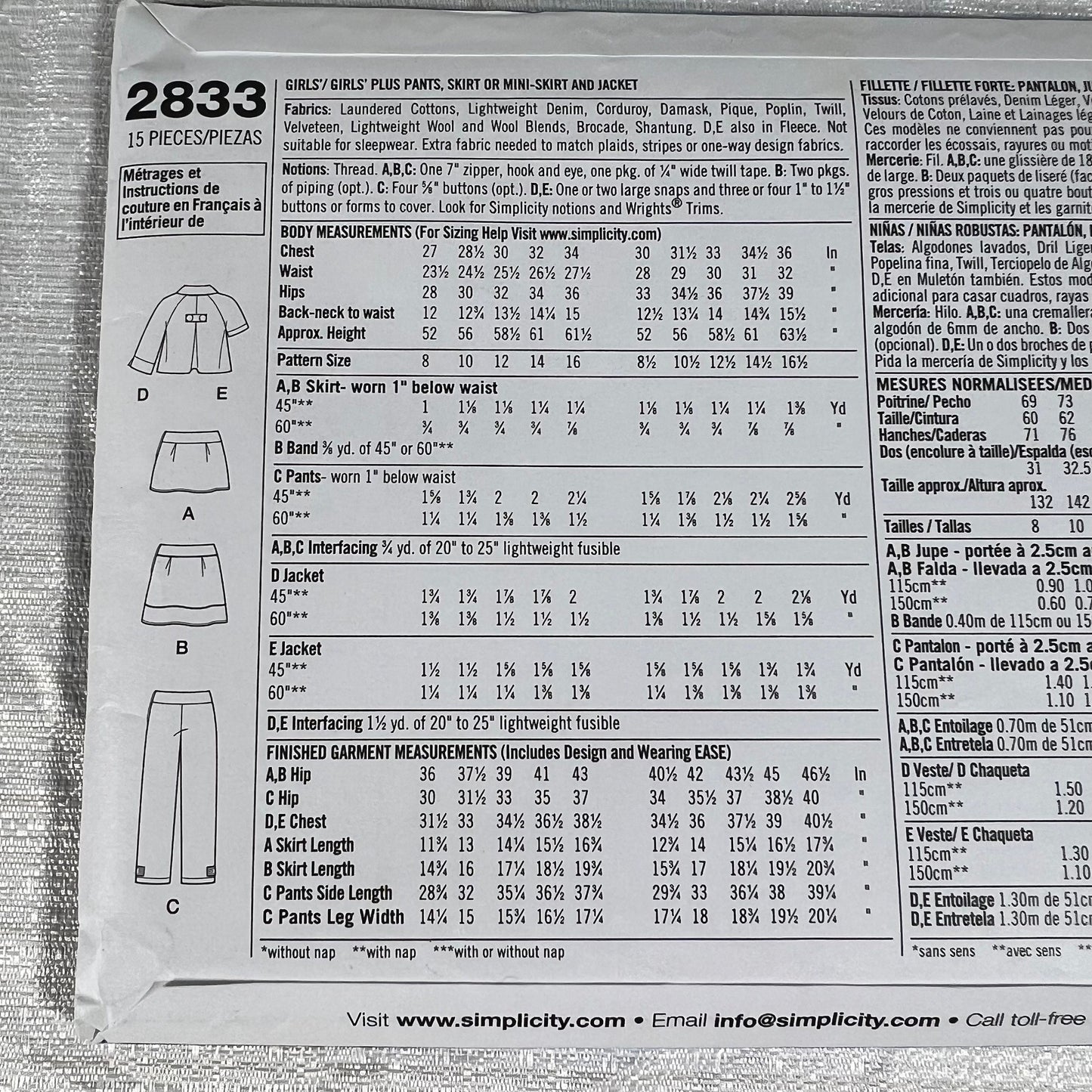 Simplicity 2833 8-16 Sewing Pattern - cut, but all sizes can be used