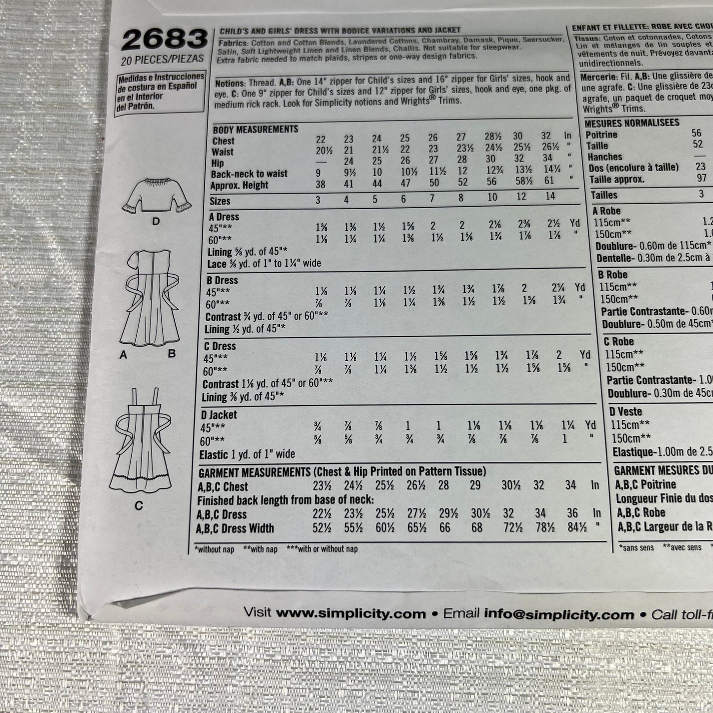 Simplicity 2683 Size K5 7,8,10,12,14 Sewing Pattern - new, unused, uncut