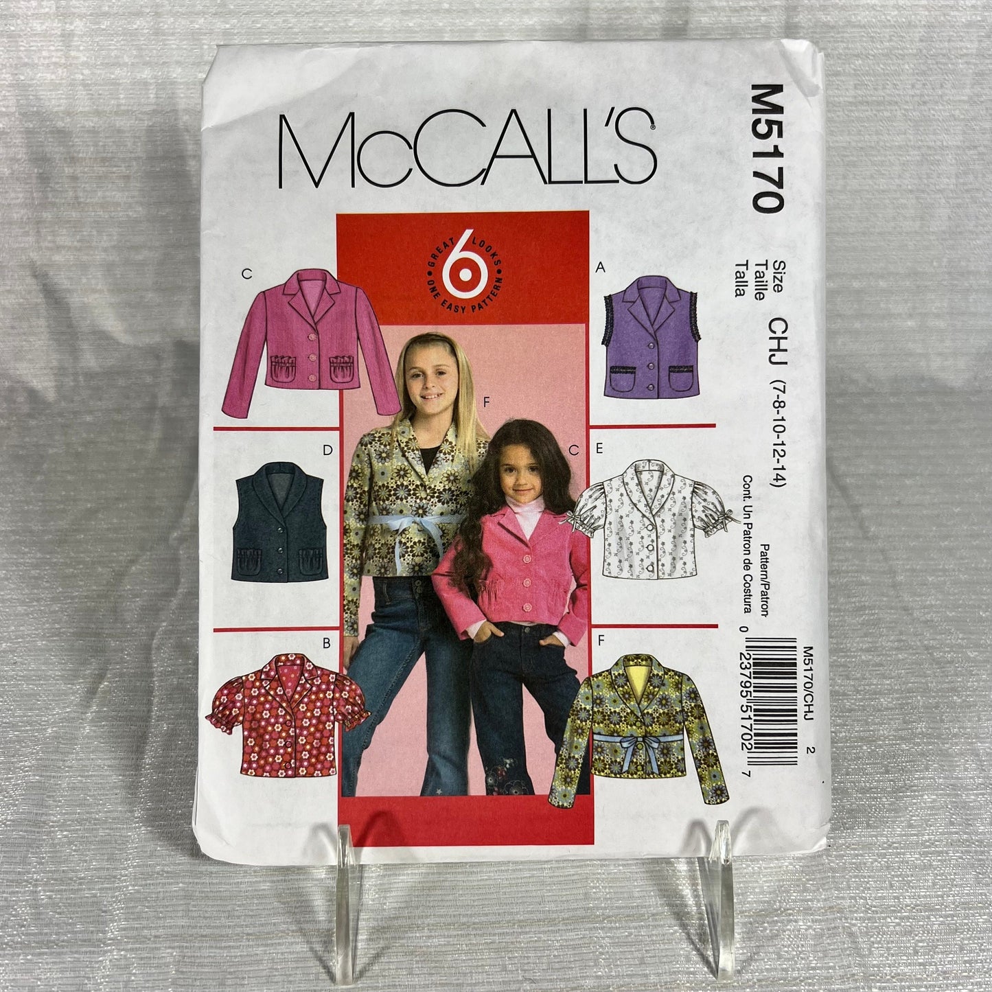 McCall's M5170 Sewing Pattern CHJ 7, 8, 10, 12, 14 - cut, but all sizes available