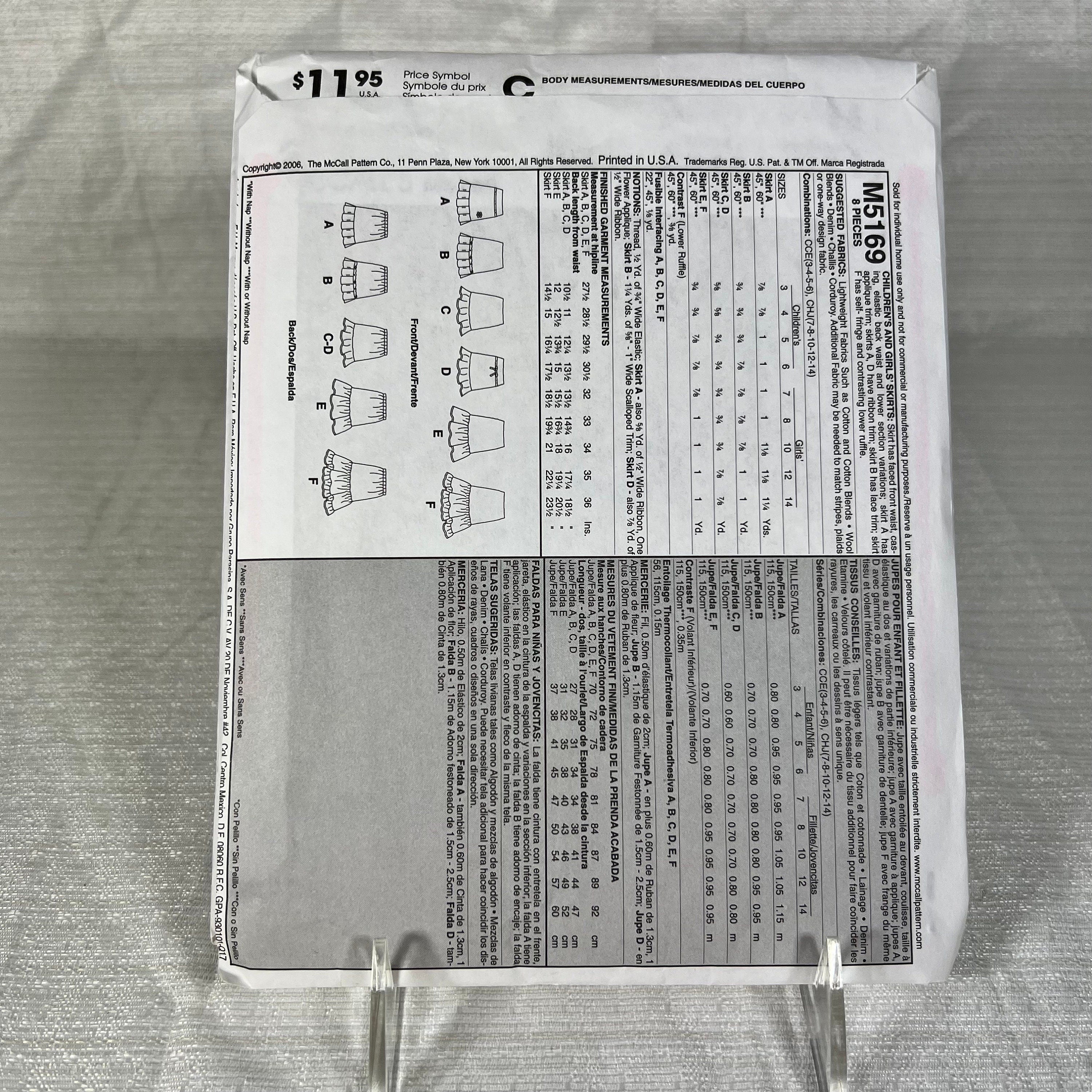 McCall's M5169 Sewing Pattern CHJ 7, 8, 10, 12, 14 - cut, but all sizes available (#2)