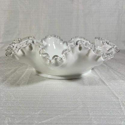 Vintage Fenton Silver Crest Crimped and Ruffle Edged Bowl